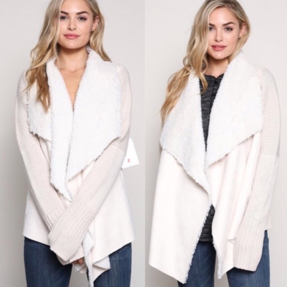 BellanBlue Sweaters - 29 - Cozy Vegan Suede Shearling Lapel Jacket